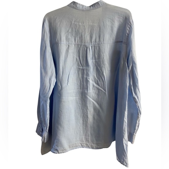Eileen Fisher button front shirt baby blue Irish linen Large - Picture 2 of 8